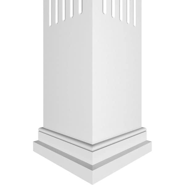 Ekena Millwork Craftsman Classic Square Non-Tapered, Fluted PVC Column, Prairie Capital & Prairie Base - CC1208ENFPRPR