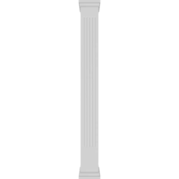 Ekena Millwork Craftsman Classic Square Non-Tapered, Fluted PVC Column, Prairie Capital & Prairie Base - CC1208ENFPRPR