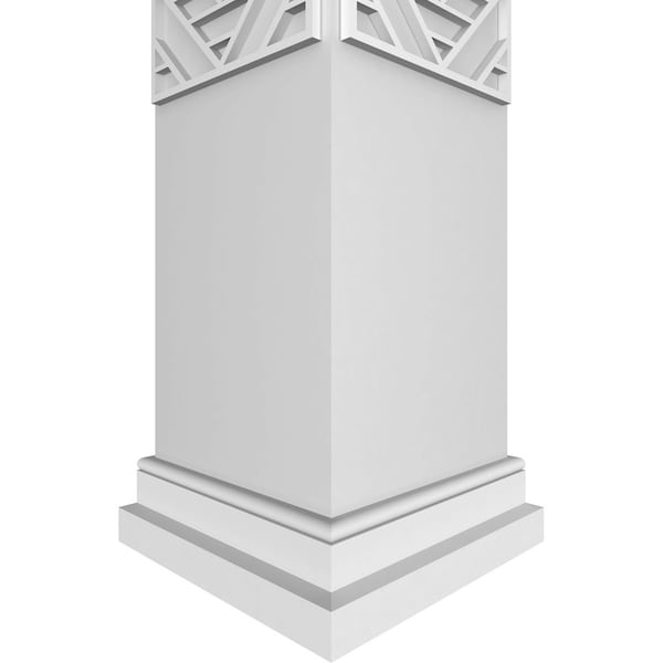 Ekena Millwork Craftsman Classic Square Non-Tapered Gilcrest Fretwork Column w/ Prairie Capital & Prairie Base - CC1009ENGCTPRPR