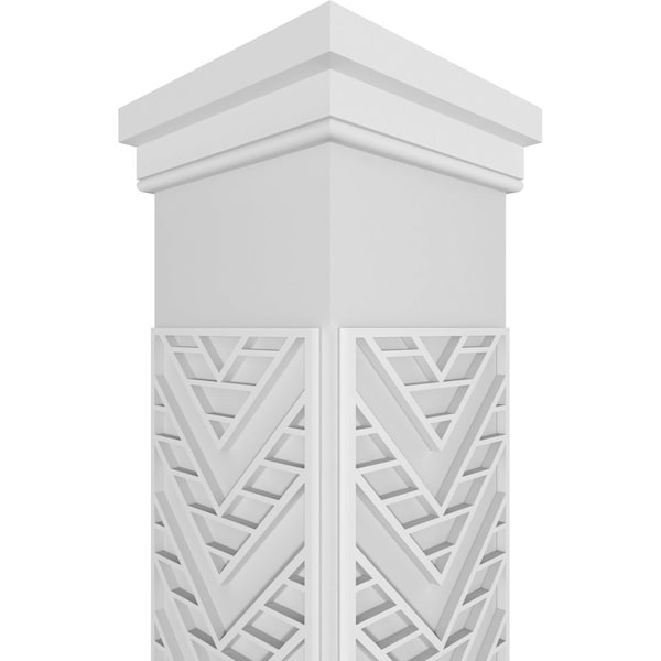 Ekena Millwork Craftsman Classic Square Non-Tapered Gilcrest Fretwork Column w/ Prairie Capital & Prairie Base - CC1009ENGCTPRPR