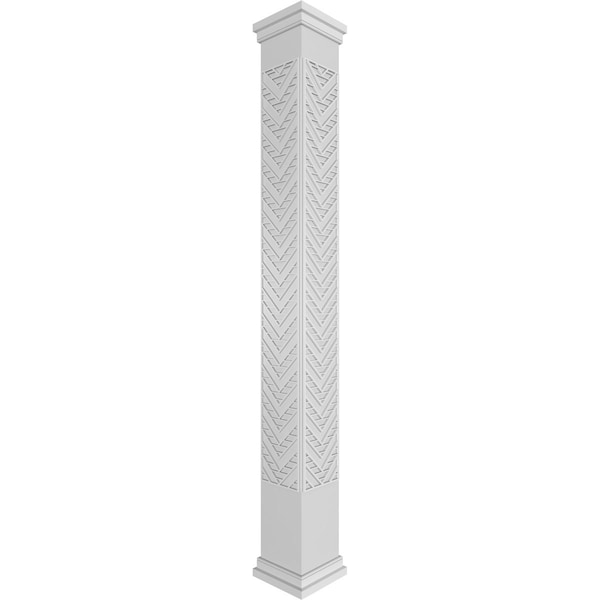Ekena Millwork Craftsman Classic Square Non-Tapered Gilcrest Fretwork Column w/ Prairie Capital & Prairie Base - CC1009ENGCTPRPR