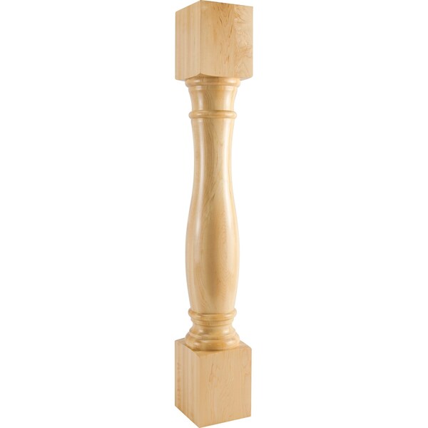 Hardware Resources 6" Wx6"Dx42"H Rubberwood Turned Post - P1-6-42-RW