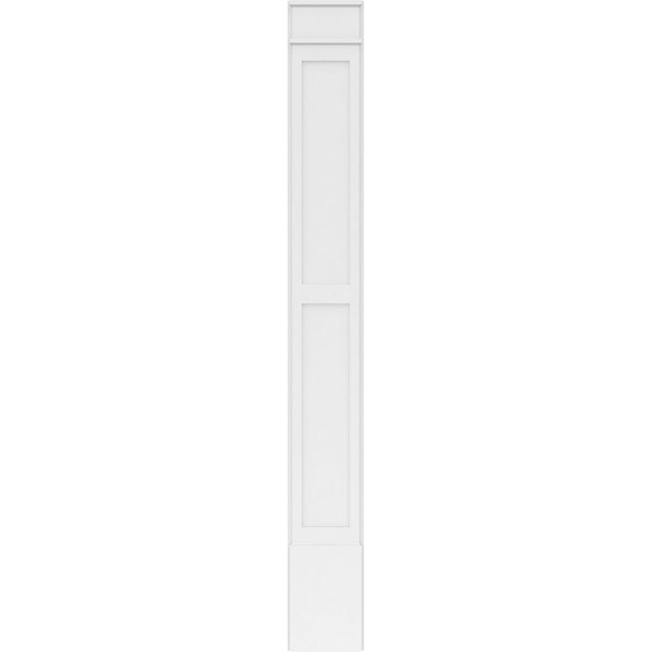 Ekena Millwork Two Equal Flat Panel PVC Pilaster w/Decorative Capital & Base, 12"W x 102"H x 2"P - PILP12X102DFP02-2