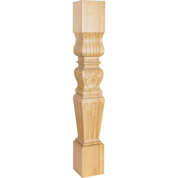 Hardware Resources 5" Wx5"Dx35-1/2"H Rubberwood Fluted Acanthus Post - P29RW