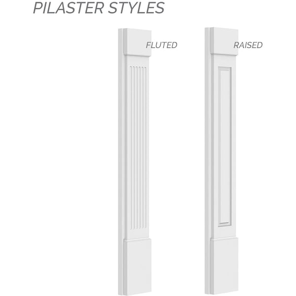 Ekena Millwork 5"W x 96"H x 2"D with 16" Attached Plinth, Fluted Pilaster (each) - PIL05X96X02
