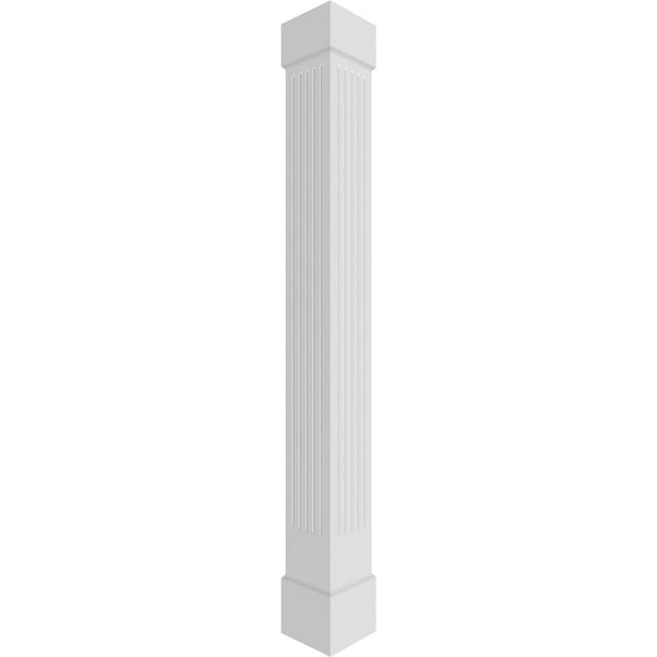 Ekena Millwork Craftsman Classic Square Non-Tapered Fluted PVC Column, Standard Capital & Standard Base - CC0809ENFCSCS