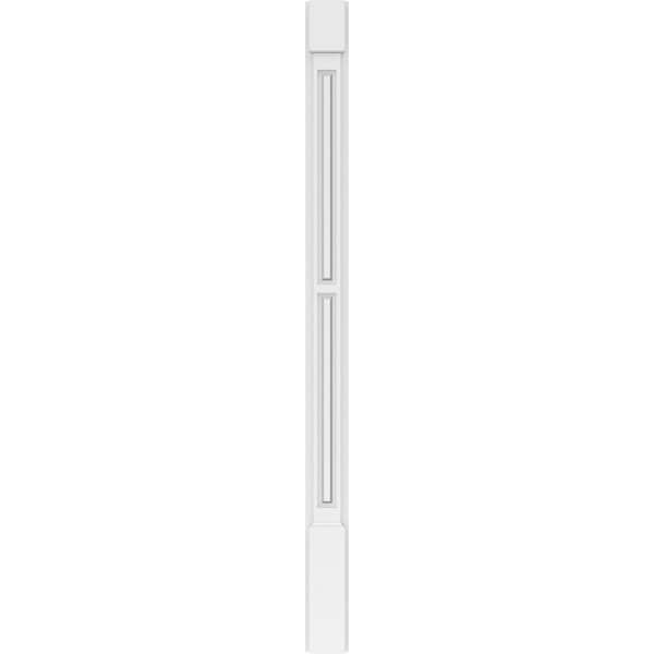 Ekena Millwork Two Equal Raised Panel PVC Pilaster w/Standard Capital & Base, 4"W x 60"H x 2"P - PILP04X060DRP01-2