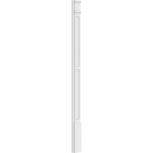 Ekena Millwork Two Equal Flat Panel PVC Pilaster w/Decorative Capital & Base, 5"W x 72"H x 2"P - PILP05X072DFP02-2