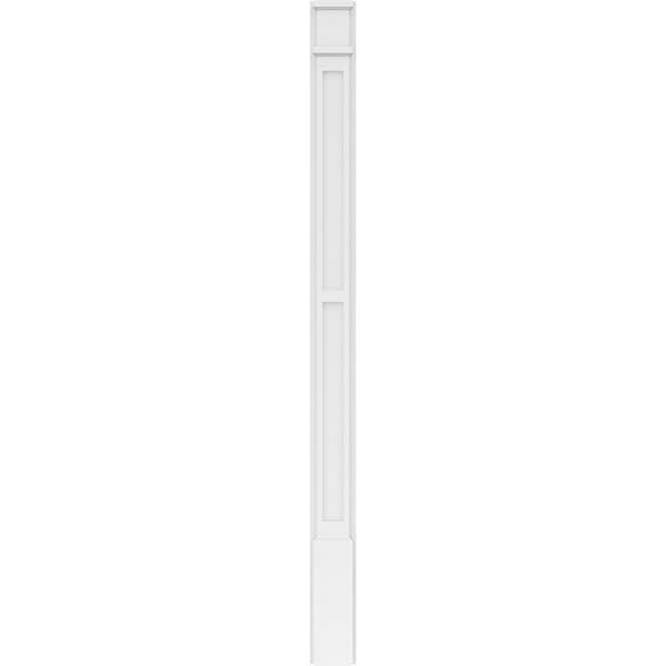 Ekena Millwork Two Equal Flat Panel PVC Pilaster w/Decorative Capital & Base, 5"W x 72"H x 2"P - PILP05X072DFP02-2