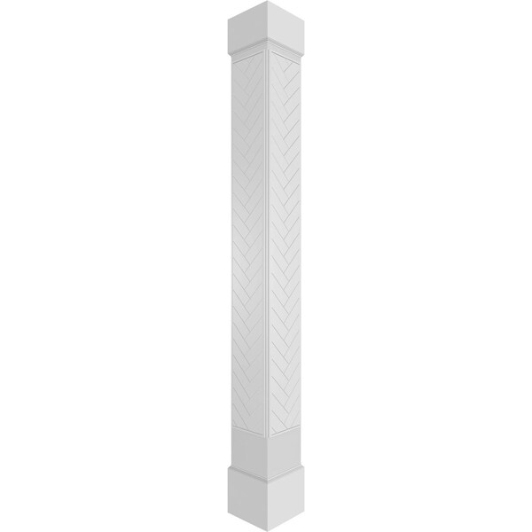 Ekena Millwork Craftsman Classic Square Non-Tapered Herringbone Modern Fretwork Column - CC0808ENHBDCSCS