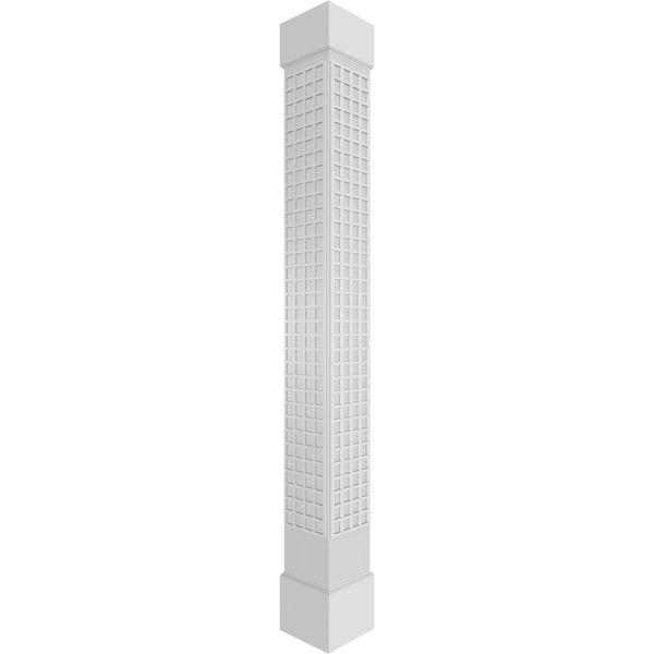 Ekena Millwork Craftsman Classic Square Non-Tapered Manchester Fretwork Column w/ Standard Capital & Standard Base - CC0809ENMNCCSCS
