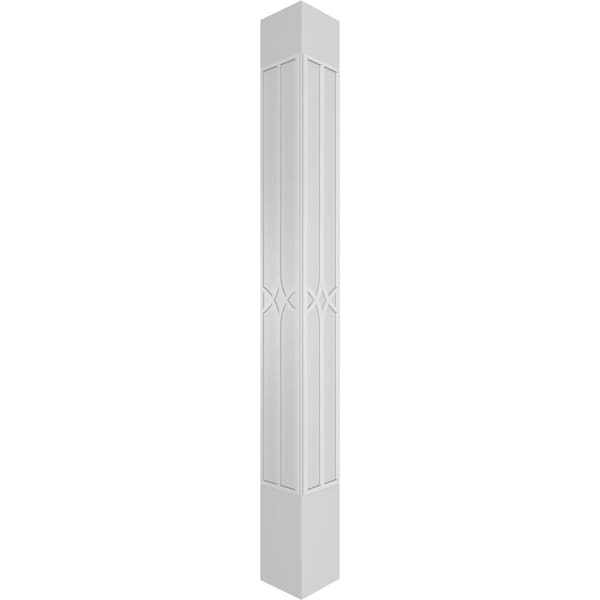 Ekena Millwork Craftsman Classic Square Non-Tapered Cedar Park Fretwork Column w/ Standard Capital & Standard Base - CC0810ENCRPCSCS