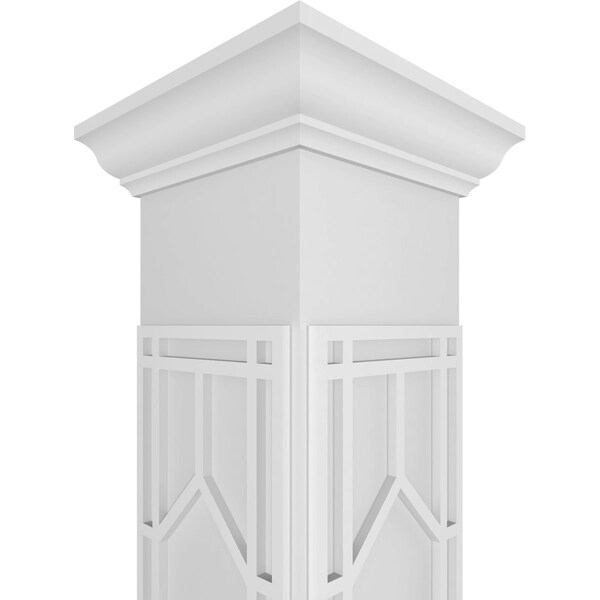 Ekena Millwork 8"W x 8'H Craftsman Classic Square Non-Tapered Shaker Fretwork Column w/ Crown Capital & Crown Base - CC0808ENSHKCRCR