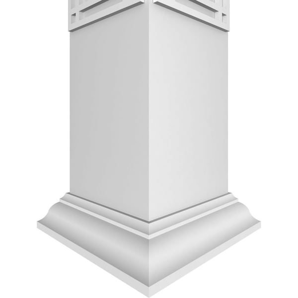 Ekena Millwork 8"W x 8'H Craftsman Classic Square Non-Tapered Shaker Fretwork Column w/ Crown Capital & Crown Base - CC0808ENSHKCRCR