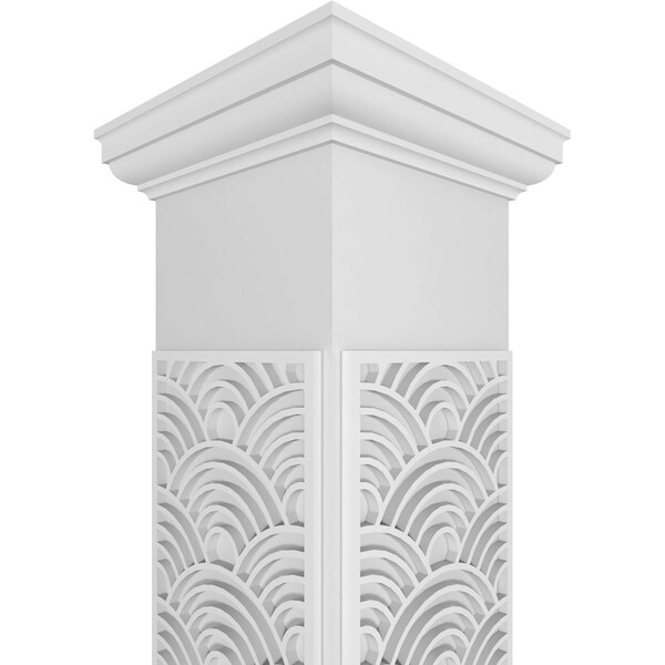 Ekena Millwork Craftsman Classic Square Non-Tapered Art Deco Fretwork Column w/ Tuscan Capital & Tuscan Base - CC1210ENARDTUTU