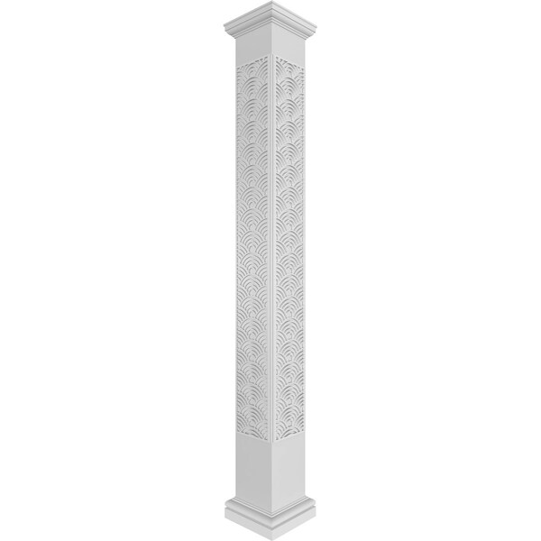 Ekena Millwork Craftsman Classic Square Non-Tapered Art Deco Fretwork Column w/ Tuscan Capital & Tuscan Base - CC1210ENARDTUTU