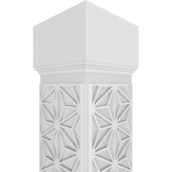 Ekena Millwork Craftsman Classic Square Non-Tapered Hampton Fretwork Column w/ Mission Capital & Mission Base - CC1009ENHMPMIMI