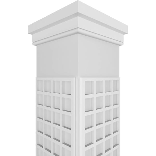 Ekena Millwork Craftsman Classic Square Non-Tapered Manchester Fretwork Column w/ Prairie Capital & Prairie Base - CC1010ENMNCPRPR
