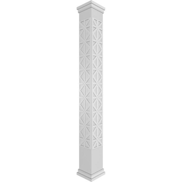 Ekena Millwork Craftsman Classic Square Non-Tapered Imperial Fretwork Column w/ Prairie Capital & Prairie Base - CC1010ENIMPPRPR