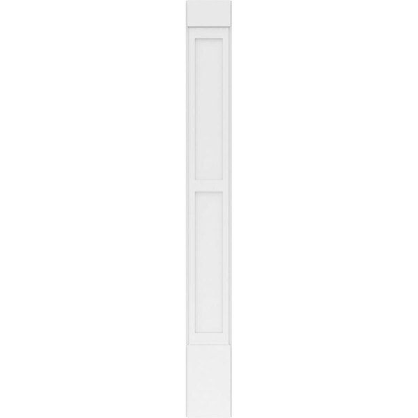 Ekena Millwork Two Equal Flat Panel PVC Pilaster w/Standard Capital & Base, 10"W x 90"H x 2"P - PILP10X090DFP01-2