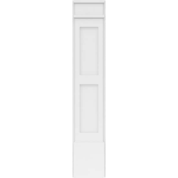 Ekena Millwork Two Equal Flat Panel PVC Pilaster w/Decorative Capital & Base, 9"W x 48"H x 2"P - PILP09X048DFP02-2