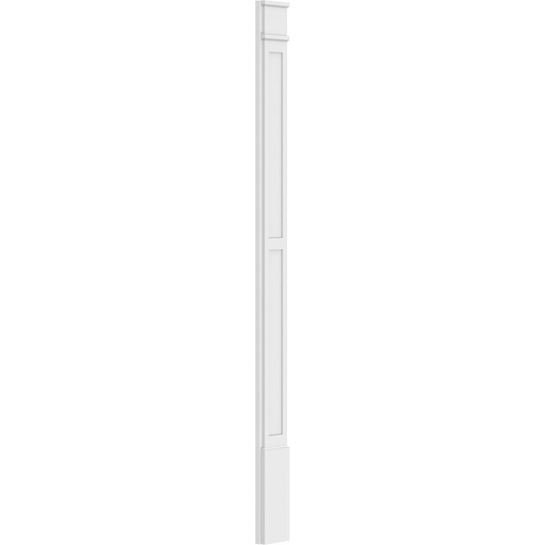 Ekena Millwork Two Equal Flat Panel PVC Pilaster w/Decorative Capital & Base, 7"W x 96"H x 2"P - PILP07X096DFP02-2