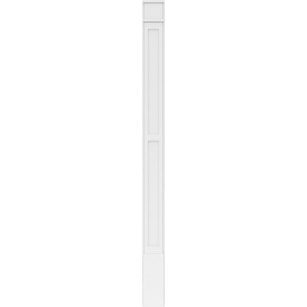 Ekena Millwork Two Equal Flat Panel PVC Pilaster w/Decorative Capital & Base, 7"W x 96"H x 2"P - PILP07X096DFP02-2