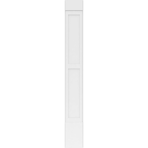 Ekena Millwork Two Equal Flat Panel PVC Pilaster w/Standard Capital & Base, 12W x 96H x 2P, PR - PILP12X096DFP01-2
