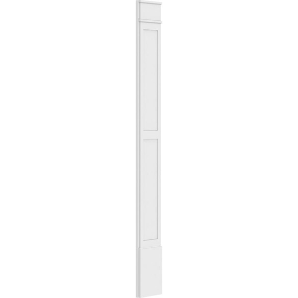 Ekena Millwork Two Equal Flat Panel PVC Pilaster w/Decorative Capital & Base, 12W x 108H x 2P, PR - PILP12X108DFP02-2