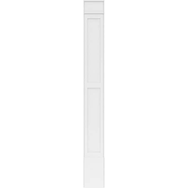 Ekena Millwork Two Equal Flat Panel PVC Pilaster w/Decorative Capital & Base, 12W x 108H x 2P, PR - PILP12X108DFP02-2