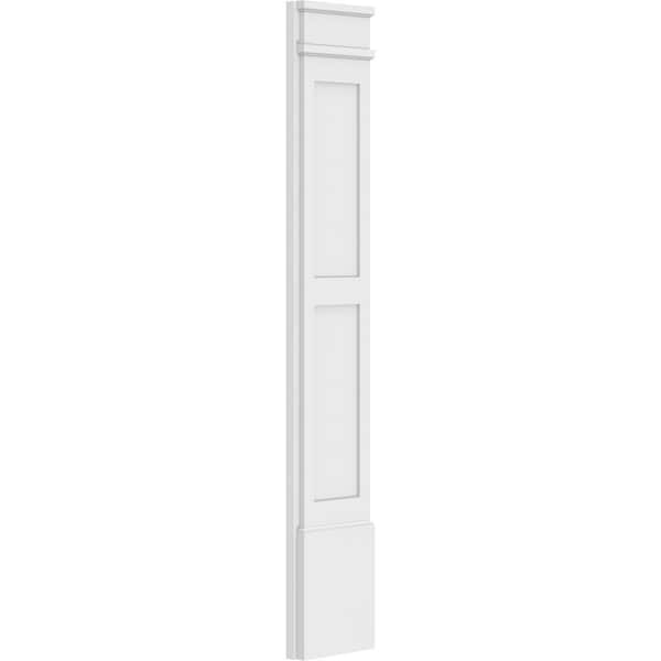 Ekena Millwork Two Equal Flat Panel PVC Pilaster w/Decorative Capital & Base, 10"W x 60"H x 2"P - PILP10X060DFP02-2