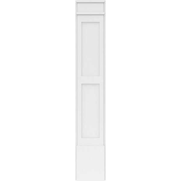 Ekena Millwork Two Equal Flat Panel PVC Pilaster w/Decorative Capital & Base, 10"W x 60"H x 2"P - PILP10X060DFP02-2