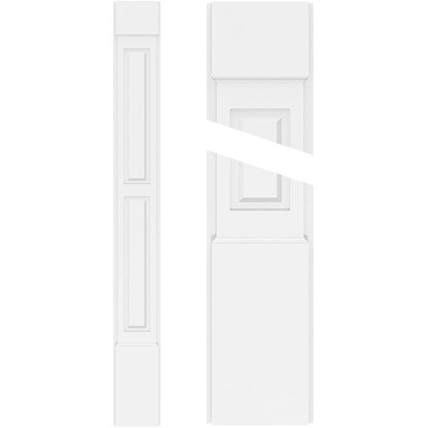 Ekena Millwork Two Equal Raised Panel PVC Pilaster w/Standard Capital & Base, 4W x 82H x 2P, PR - PILP04X082DRP01-2