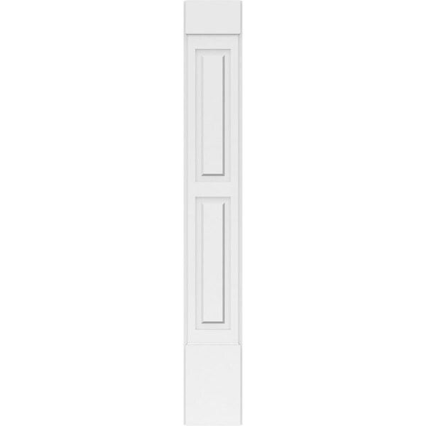 Ekena Millwork Two Equal Raised Panel PVC Pilaster w/Standard Capital & Base, 10"W x 72"H x 2"P - PILP10X072DRP01-2