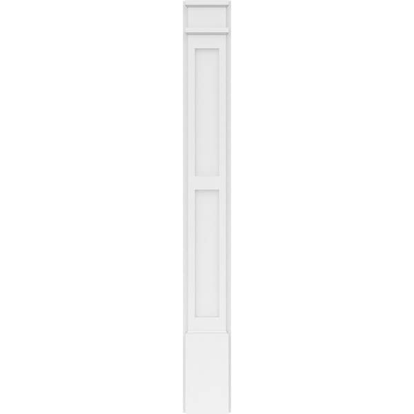 Ekena Millwork Two Equal Flat Panel PVC Pilaster w/Decorative Capital & Base, 7"W x 60"H x 2"P - PILP07X060DFP02-2