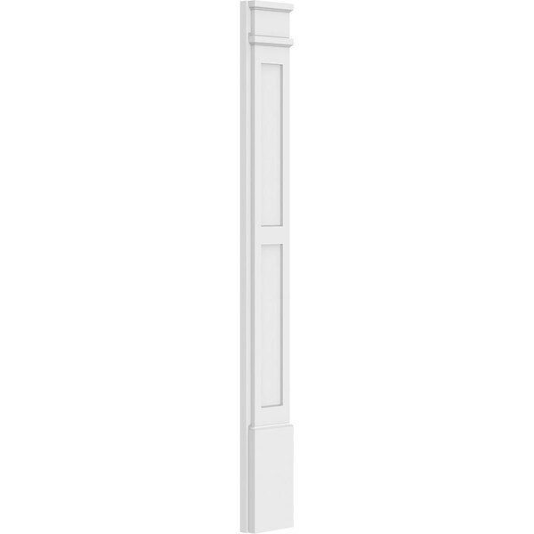 Ekena Millwork Two Equal Flat Panel PVC Pilaster w/Decorative Capital & Base, 7"W x 60"H x 2"P - PILP07X060DFP02-2