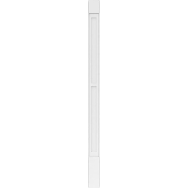 Ekena Millwork Two Equal Flat Panel PVC Pilaster w/Standard Capital & Base, 5"W x 82"H x 2"P - PILP05X082DFP01-2