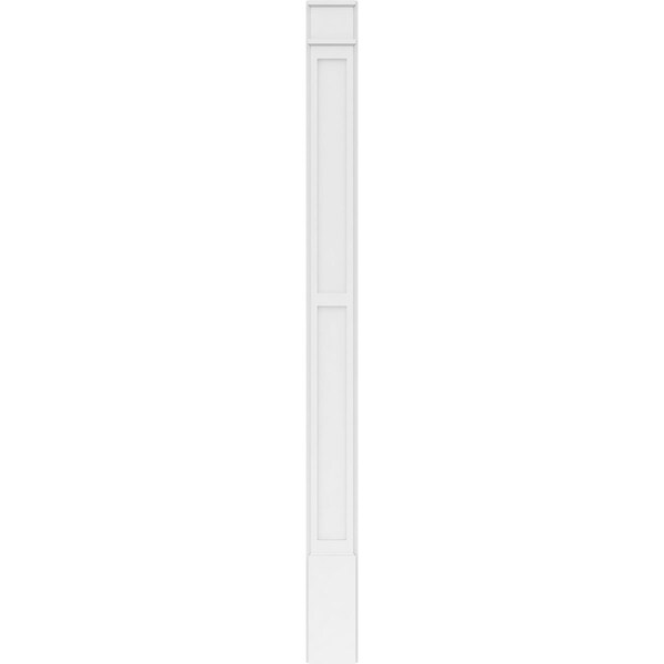 Ekena Millwork Two Equal Flat Panel PVC Pilaster w/Decorative Capital & Base, 8W x 102H x 2P, PR - PILP08X102DFP02-2