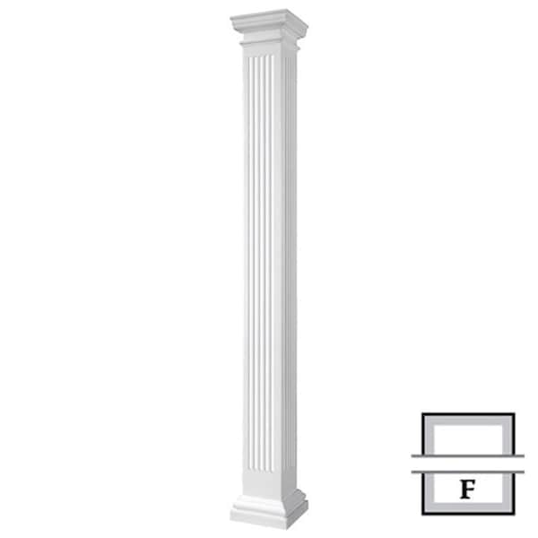 Ekena Millwork Endura-Stone Pro Series Fluted Column, Square Non-Tapered Shaft (FRP), Smooth Finish - ESPK0809FNFTUTU