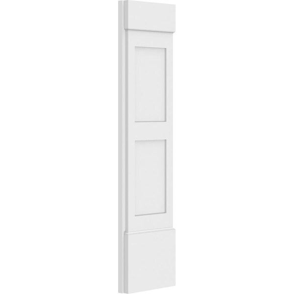 Ekena Millwork Two Equal Flat Panel PVC Pilaster w/Standard Capital & Base, 12"W x 48"H x 2"P - PILP12X048DFP01-2