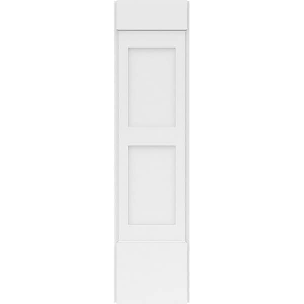 Ekena Millwork Two Equal Flat Panel PVC Pilaster w/Standard Capital & Base, 12"W x 48"H x 2"P - PILP12X048DFP01-2