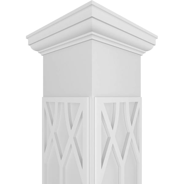 Ekena Millwork Craftsman Classic Square Non-Tapered Riviera Fretwork Column w/ Tuscan Capital & Tuscan Base - CC0809ENRIVTUTU