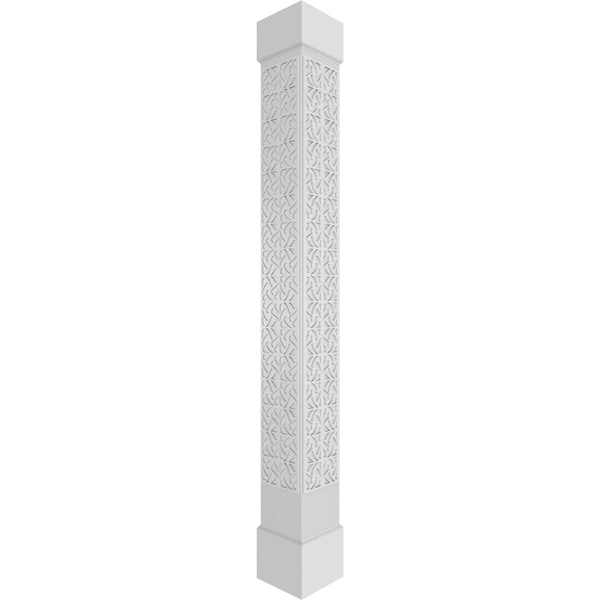 Ekena Millwork Craftsman Classic Square Non-Tapered Paisley Fretwork Column w/ Standard Capital & Standard Base - CC1010ENPSLCSCS