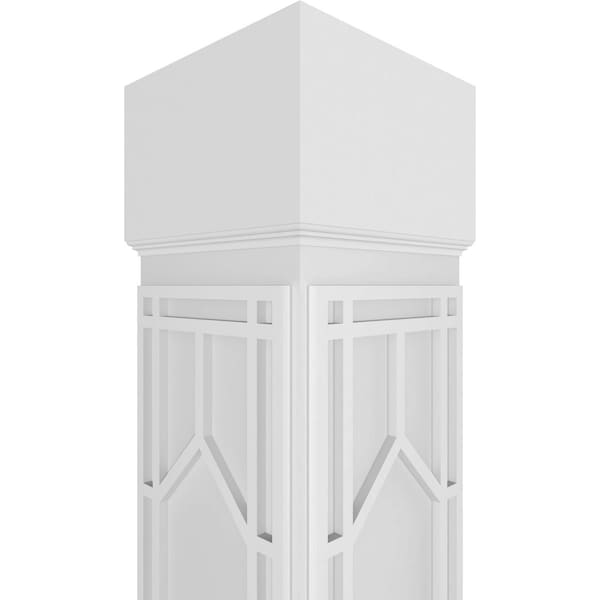 Ekena Millwork Craftsman Classic Square Non-Tapered Shaker Fretwork Column w/ Standard Capital & Standard Base - CC0810ENSHKCSCS