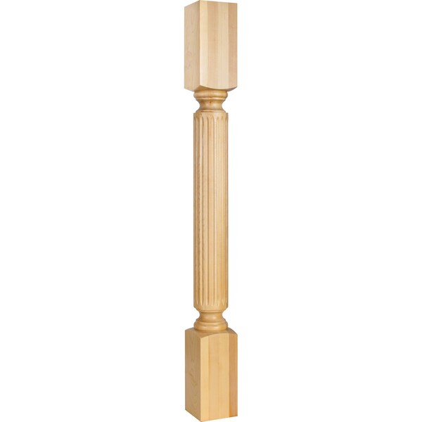 Hardware Resources 3-1/2" Wx3-1/2"Dx35-1/2"H Rubberwood Fluted Post - P22RW
