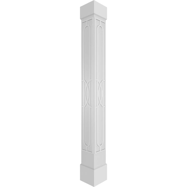 Ekena Millwork Craftsman Classic Square Non-Tapered Calico Fretwork Column w/ Standard Capital & Standard Base - CC0808ENCLOCSCS