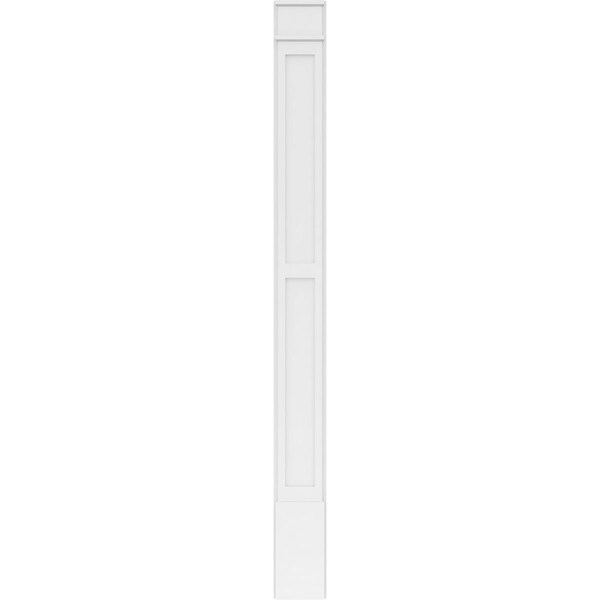 Ekena Millwork Two Equal Flat Panel PVC Pilaster w/Decorative Capital & Base, 9"W x 102"H x 2"P - PILP09X102DFP02-2