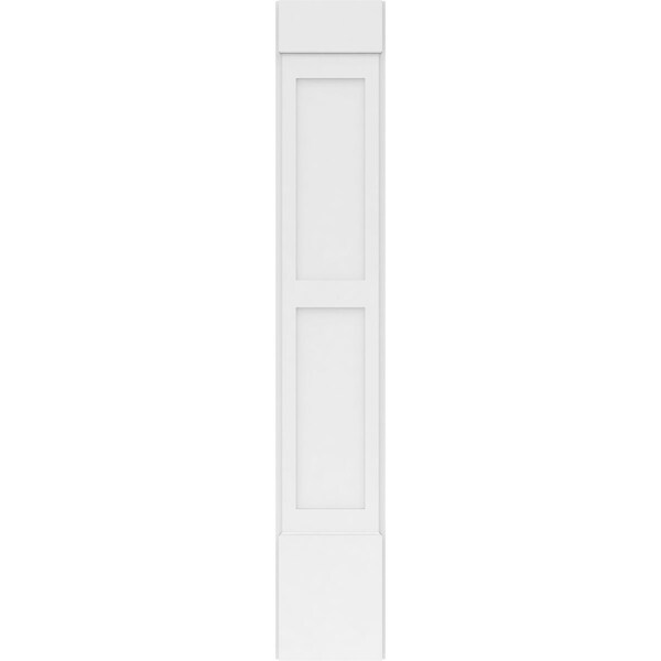 Ekena Millwork Two Equal Flat Panel PVC Pilaster w/Standard Capital & Base, 12W x 72H x 2P, PR - PILP12X072DFP01-2