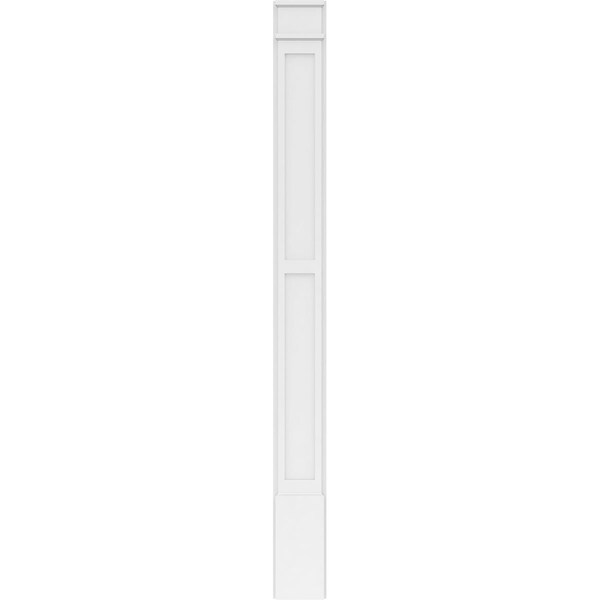 Ekena Millwork Two Equal Flat Panel PVC Pilaster w/Decorative Capital & Base, 8"W x 90"H x 2"P - PILP08X090DFP02-2