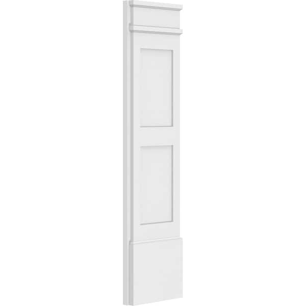 Ekena Millwork Two Equal Flat Panel PVC Pilaster w/Decorative Capital & Base, 12"W x 48"H x 2"P - PILP12X048DFP02-2